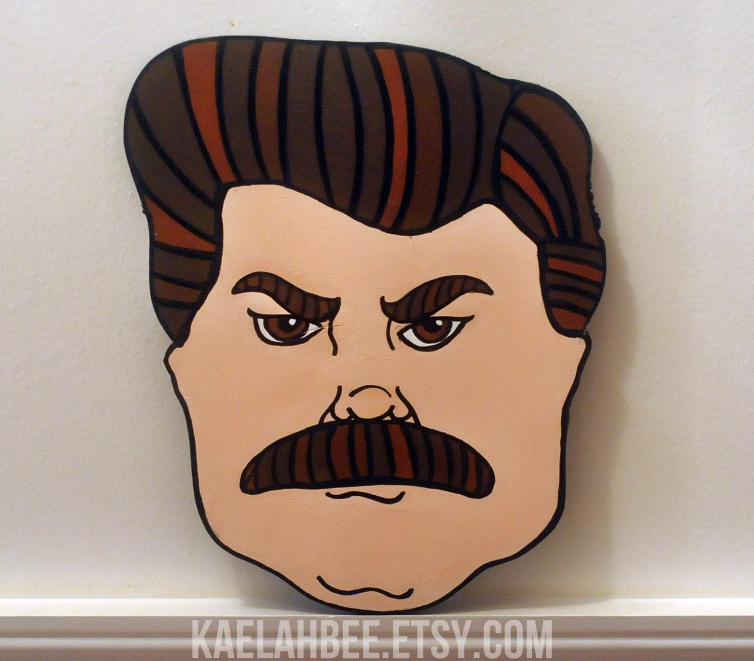 Ron Swanson Wood Cut Portrait