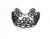 Black lace cuff bracelet Victorian Gothic Steampunk retro vintage inspired lace jewelry