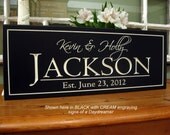 Personalized Wedding Sign Family Name Sign Plaque Established Carved Engraved