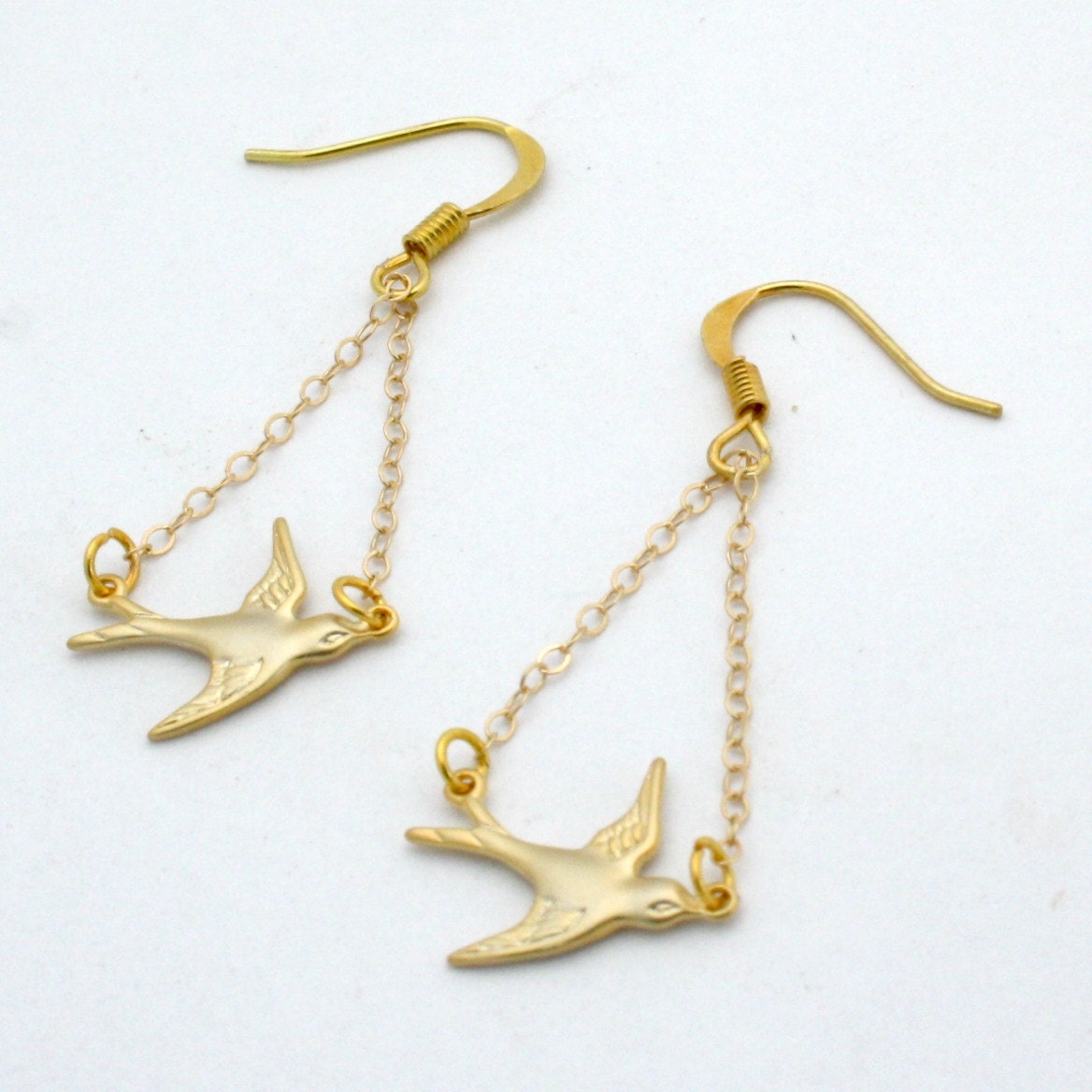 Gold Bird Earrings