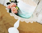 One Whimsical antiqued style Pedestal Cake Stand - Any color available.