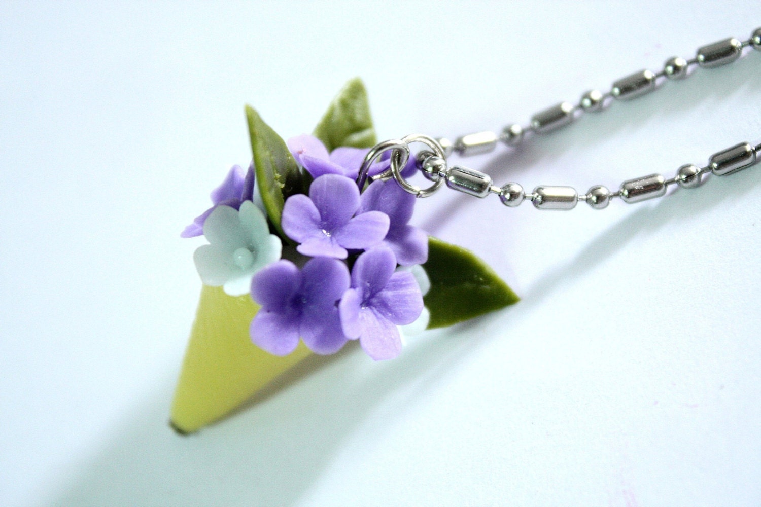 Miniature Polymer Clay Flowers Supplies, Handmade Lilac Charm Necklace, Jewelry Gifts 1 pcs