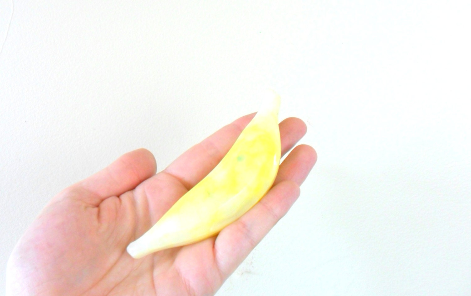 vintage 1950s italian carved alabaster stone banana - fruit - yellow