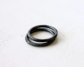Stacking rings two / faceted stacking rings jet black / pyramid design and facets silver modern Handmade FREE SHIPPING