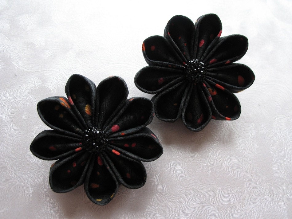Living Rock Kanzashi Flower Hair Clips