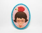Hedgehog girl felt brooch