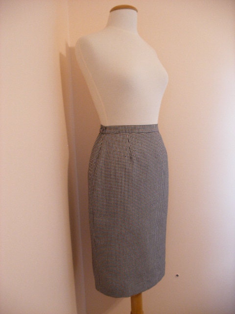 Pin Up Mad Men Style Pencil Gingham Patterned Vintage Skirt