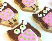 Preppy Polka Dot Owl Cookies (1 dozen)