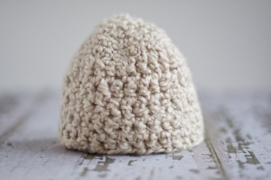 Oatmeal newborn hat for photo prop