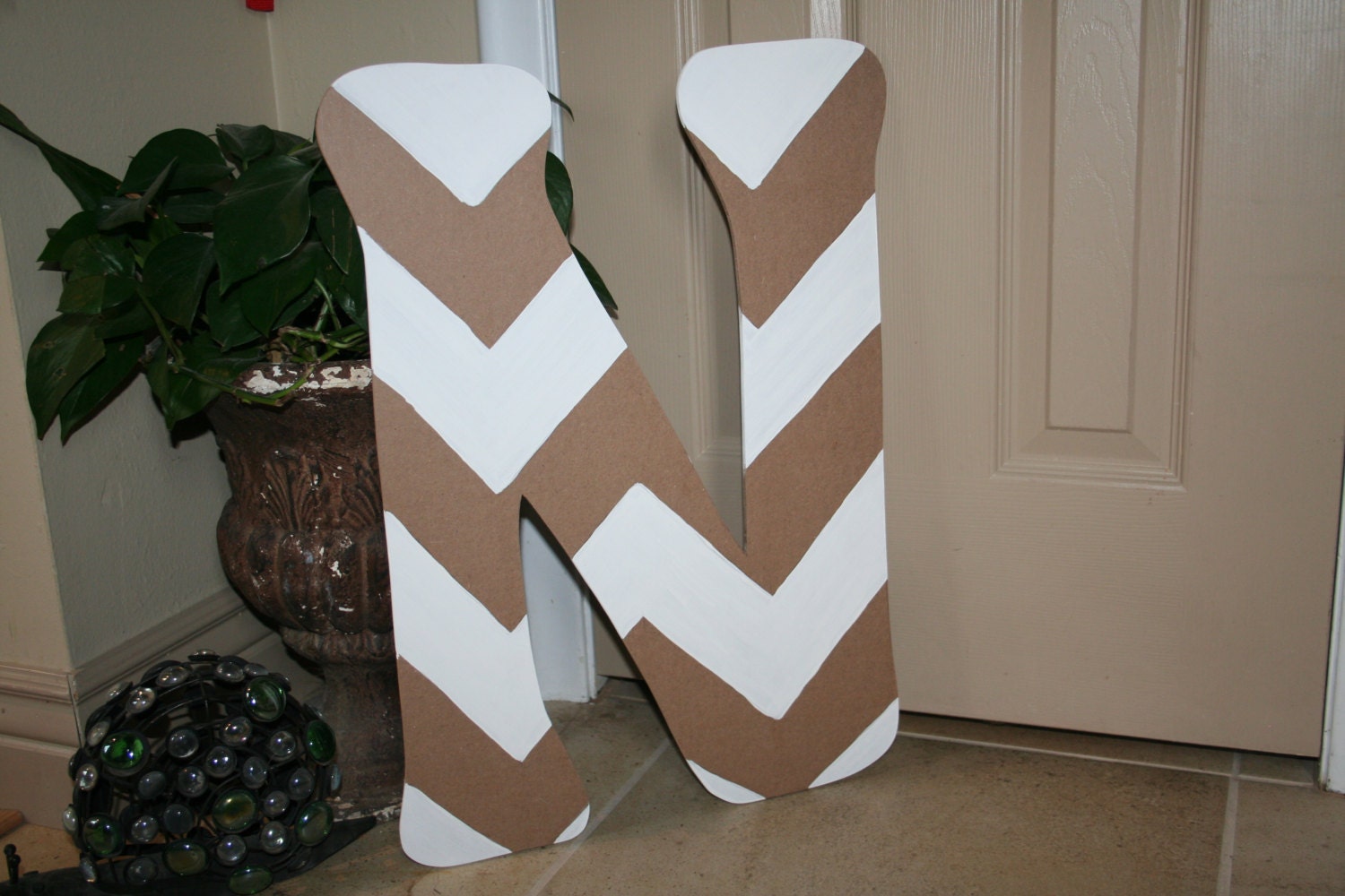 Chevron Custom Letter door hanger, wall decor --approx. 22 inches tall--MADE TO ORDER