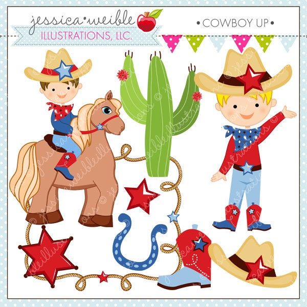 Cowboy Up Cute Digital Clipart for Commercial or Personal Use, Cowboy Clipart, Cowboy Graphics Il_170x135
