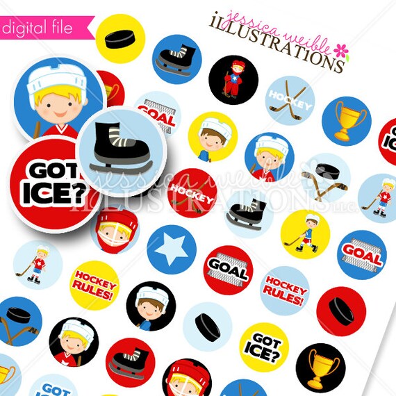 Hockey Boys Theme - Printable 1-inch Circles- One Inch Circles- Printable Party Favors - Hockey Party Printables Il_570xn