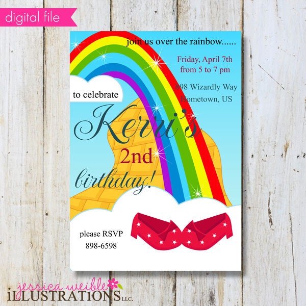 Wizard of Oz Theme V3 Premade Printable Invitation Card Invite, Commercial Use, Personal Use, U PRINT Il_570xn