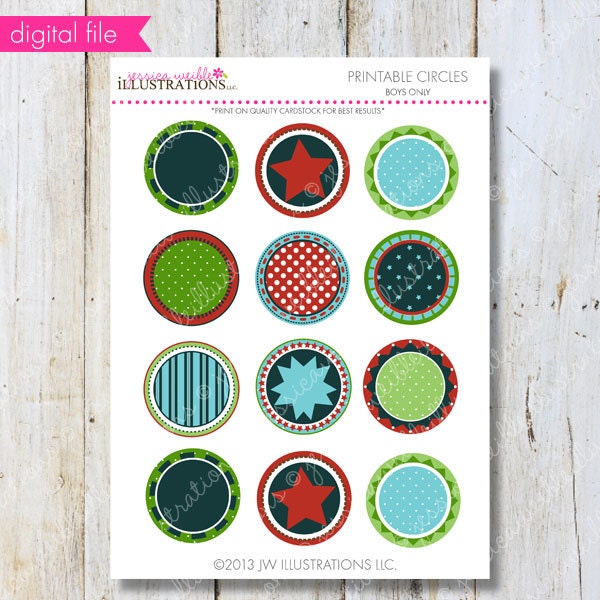 Boys Only 2 Inch Circles, Customizable Printable Party Favors, Tags, Toppers, Circles Il_570xn