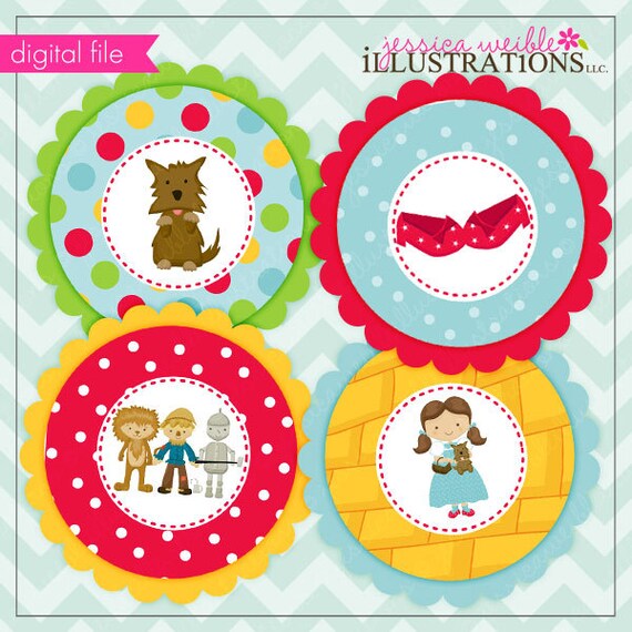 Wizard of Oz Theme - Printable Party Tags - Circles -Cupcake Toppers Il_570xn