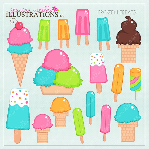 Frozen Treats Cute Digital Clipart for Card Design, Scrapbooking, and Web Design Il_570xn