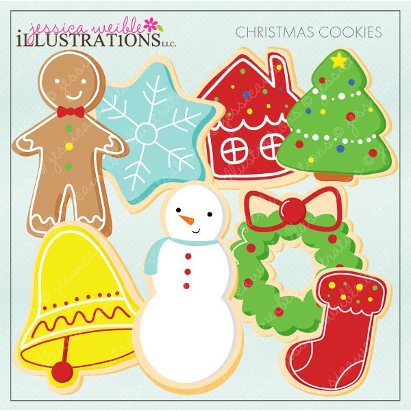 Christmas Cookies Cute Digital Clipart for Card Design, Scrapbooking, and Web Design, Christmas Clipart Il_570xn