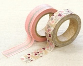 2 Set - Botanic Garden Zigzag Pink Rabbit Adhesive Masking Tapes (0.6in)