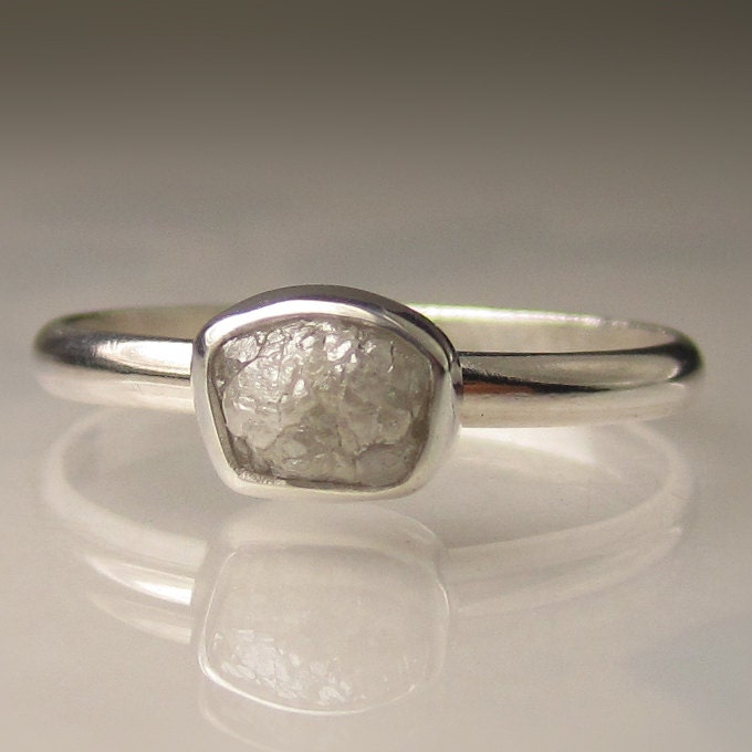 Rough Diamond Ring - Palladium Sterling Silver