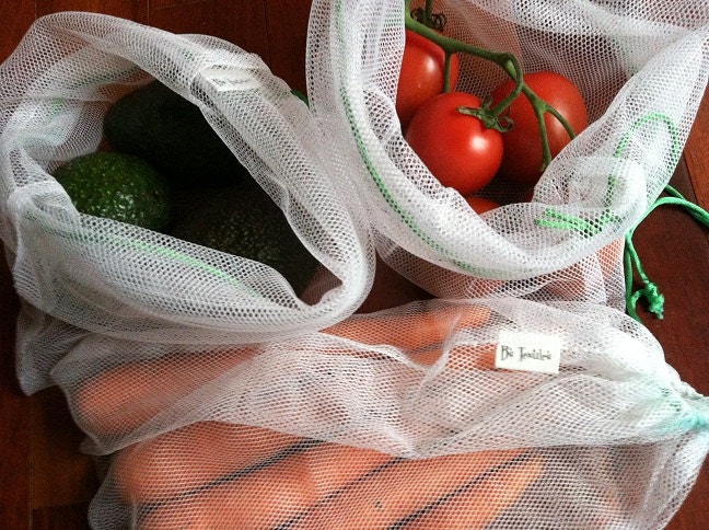 Reusable Mesh Market Produce Bags - Bag Set of 3