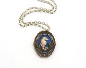 Mr. Seahorse- hand embroidered necklace, under the sea, ocean, sea life, aquarium