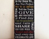 Family House Rules Wood Sign Black Version In Our House We are Not Perfect