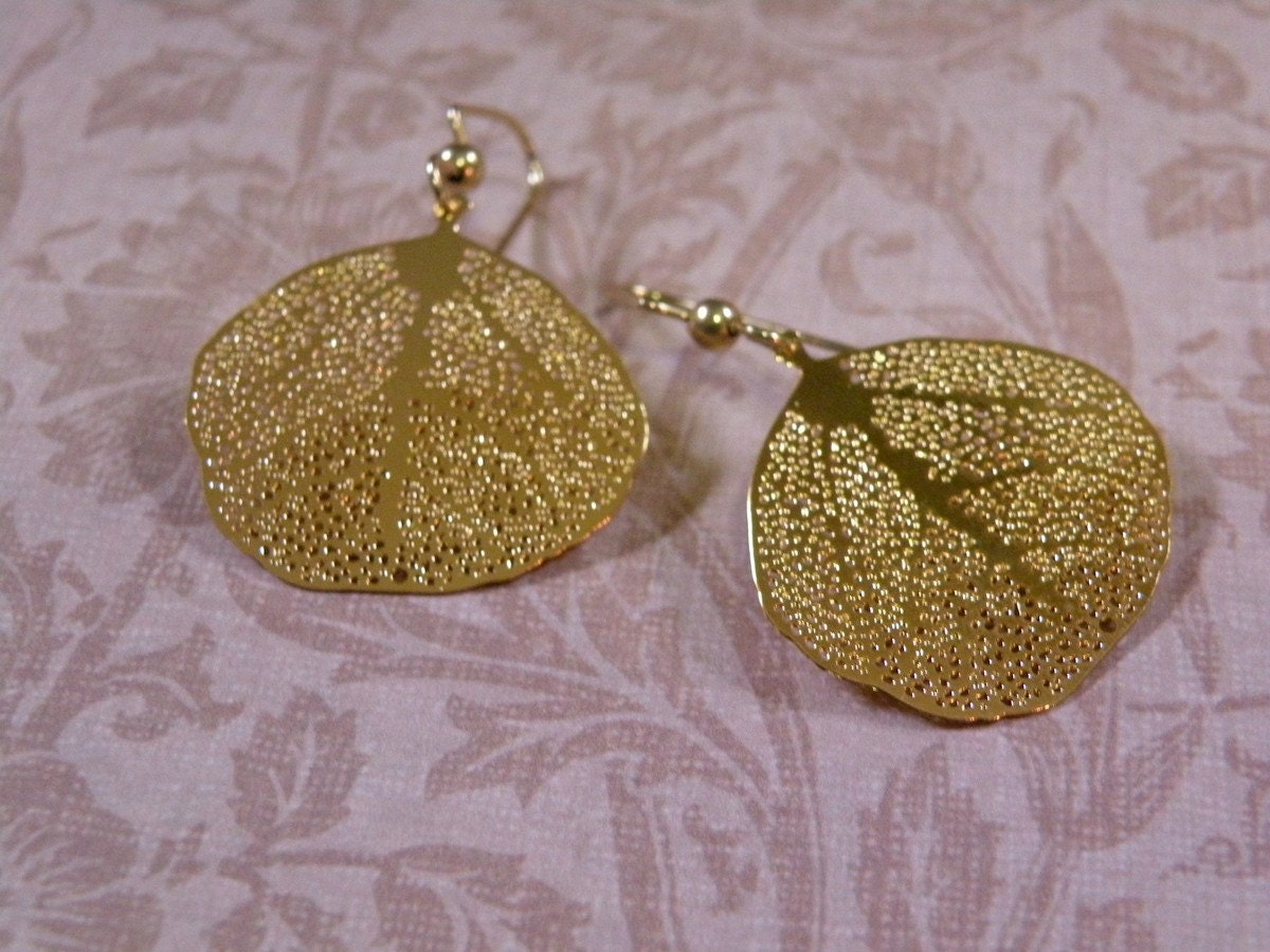 Aspen Leaf Earrings   -   Brass Earrings