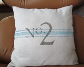 Blue French Stripe With Number 2 Pillow