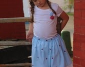 Fleur De Crawfish Seersucker Midi Skirt with Eyelet Trim