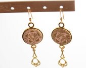 Long Dangle Earrings, Gold Filled & Pink Stamped Clay, Bridesmaids gift set
