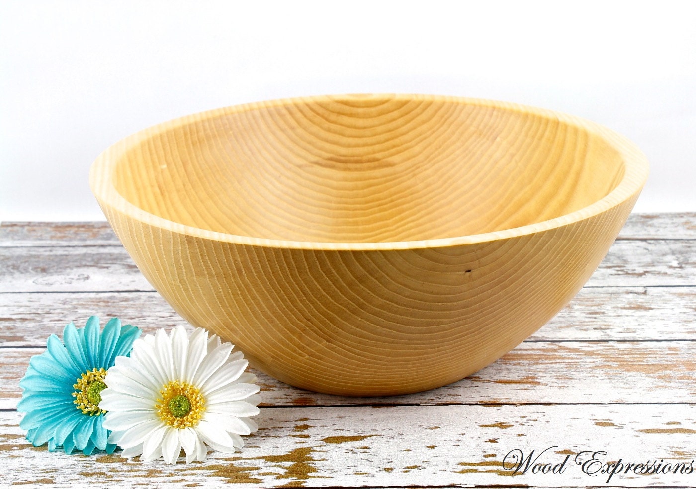 Large Wood Ash Bowl 14 inch Salad Bowl