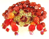 Coral Bracelet- Fashion Jewlery-Red bracelets-Statement Cuff-Coral Jewellery-Vintage Inspired-Unique Bracelets-Red,Orange,Gold Tones