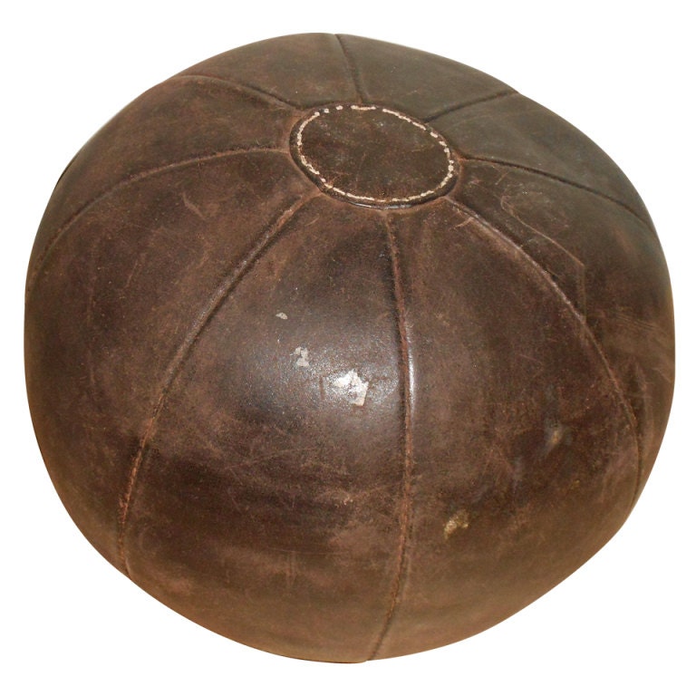 1930s Leather Medicine Ball for fitness and exercise