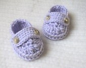 Crochet Baby Loafer Booties - 0 to 3 Months - Lavender