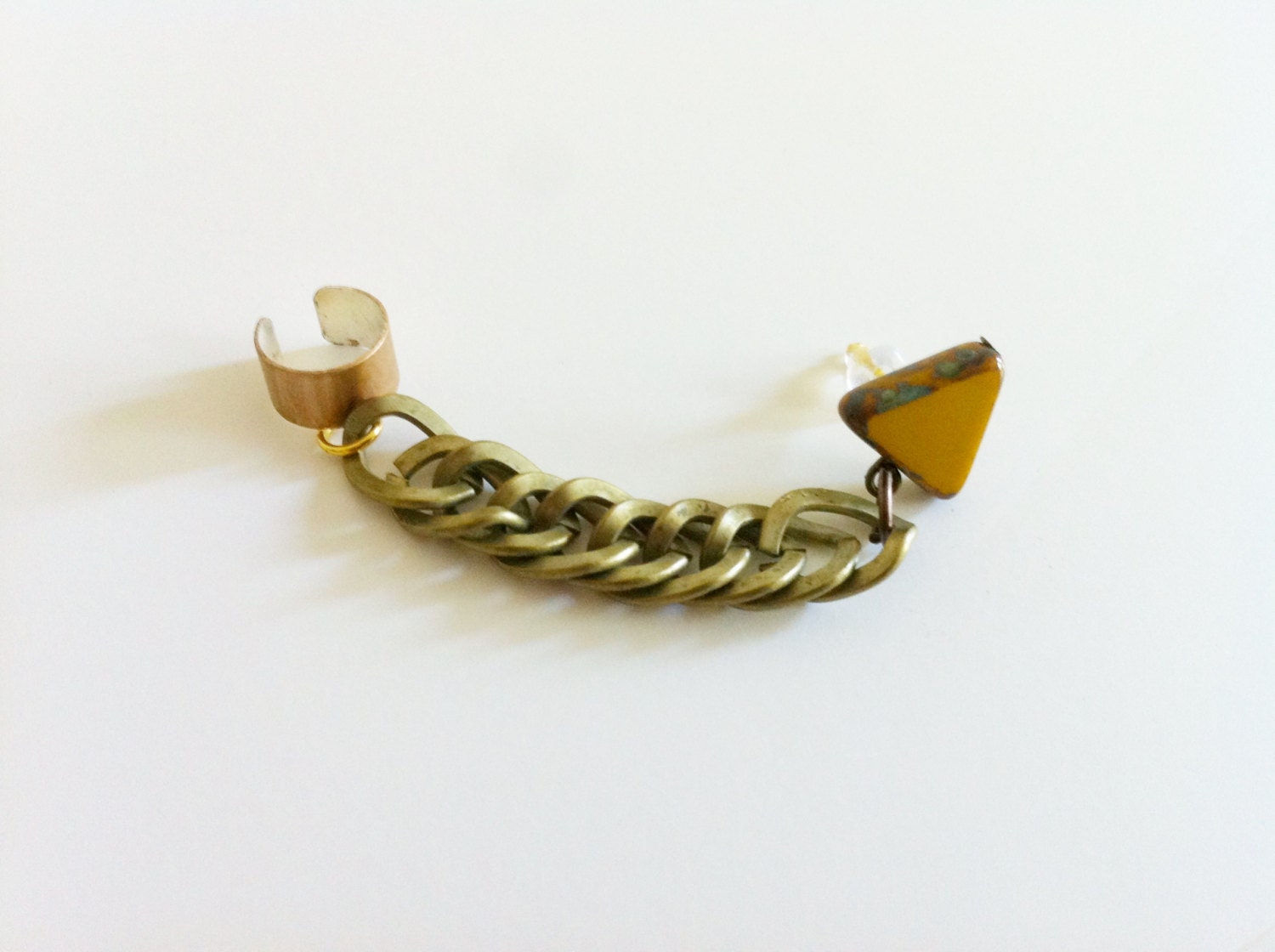 Arrow Ear Cuff- Chain Ear Cuff, Geometric Jewelry, Triangle Ear Cuff, Statement Earring, Boho Earrings
