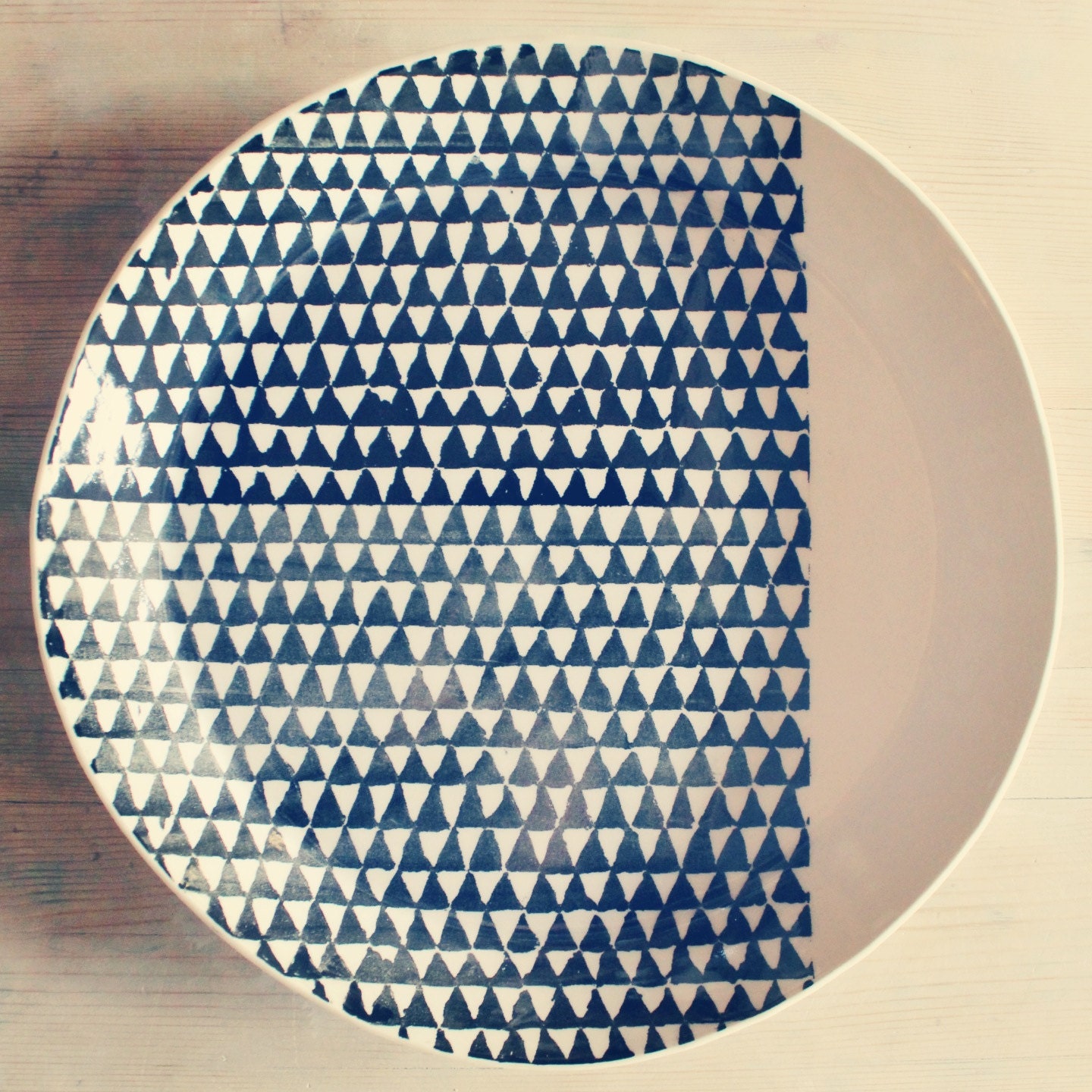 porcelain large platter dish triangle screenprinted design.   MADE TO ORDER