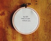 my life would be dumb without you / pale pastel pink wall hanging hoop / cursive type / rugglesmade / valentine's day love anniversary gift