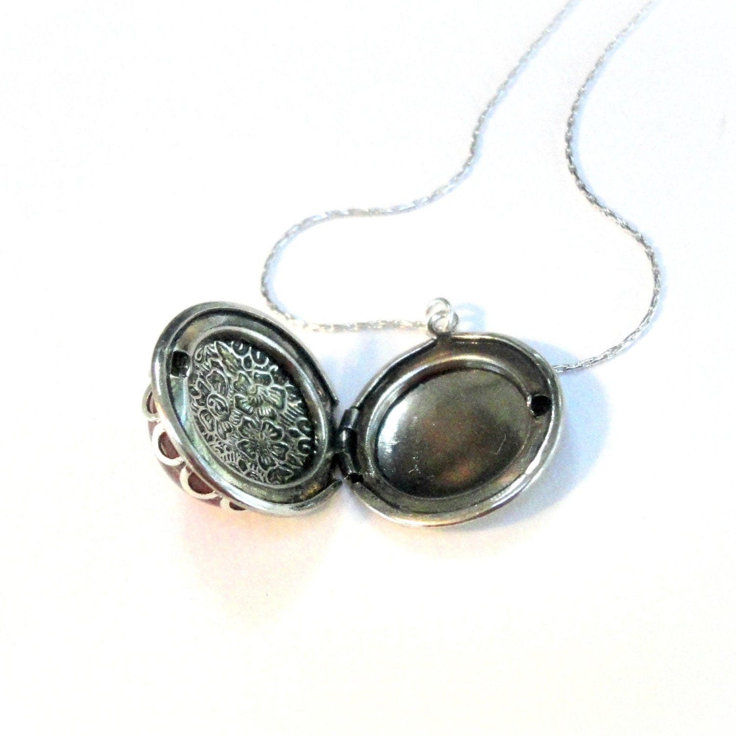 Silver Locket Necklace Dragons Breath Fire Opal Sterling Silver Dragon's Breath Necklace