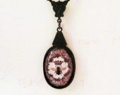 The Queen Bee Necklace, Bumble Bees Victorian Style, Oxidized Brass, Honey Bee Jewellery