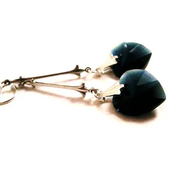 Valentine Heart Jewelry - Valentine Heart Earrings - Swarovski Crystal Earrings -  Valentine Drop Earrings
