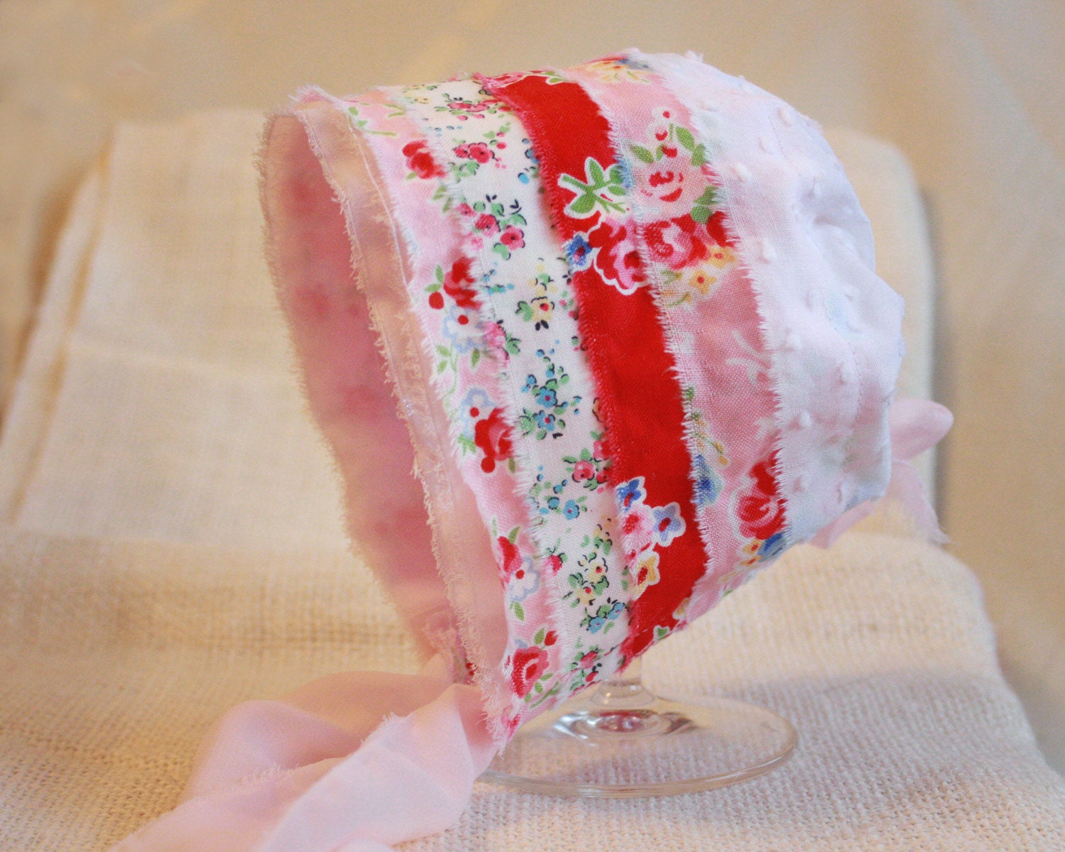 Newborn Bonnet - Vintage Inspired Floral Baby Bonnet - Photography Prop Hat