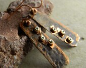 Hammered Copper Earrings Mixed Metal Hand Forged One of a Kind