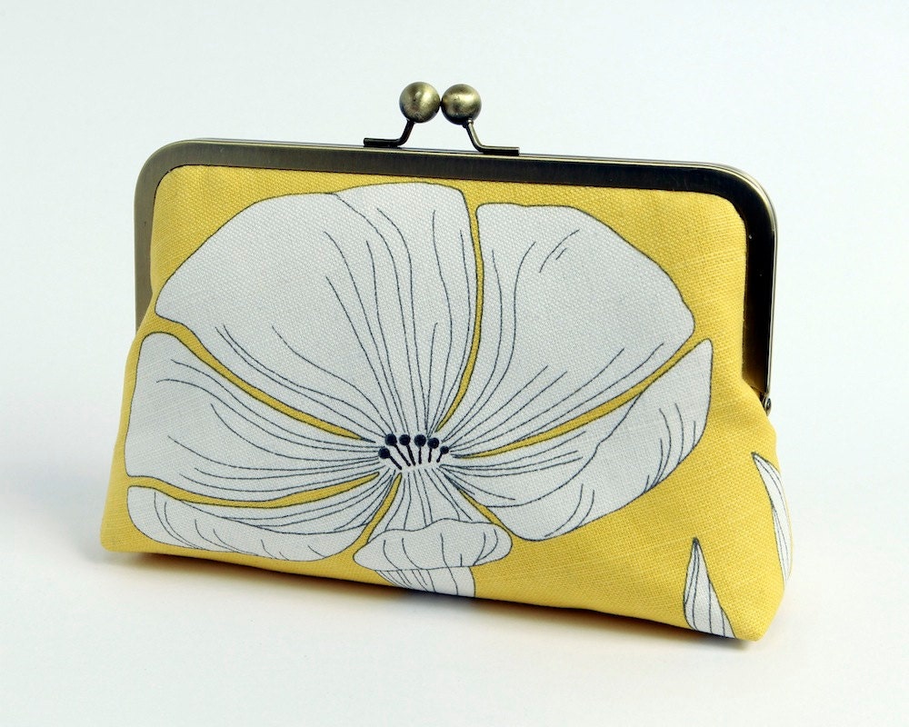 Yellow pastel floral clutch in silk lining, Bag Noir, Bridesmaids clutch, Weddings, Bride formal clutch purse, Wedding accessory