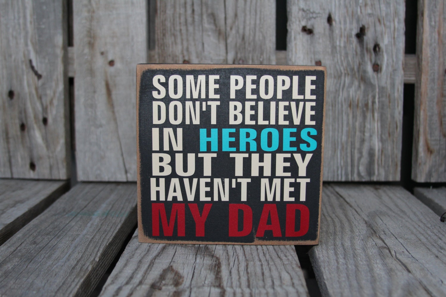 Fathers Day Dad Grandpa Father Papa hero wood block sign personalized gift fathers day home decor.