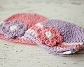 25% Off Sale - Newborn Twin Hats, Crochet Baby Hats for Twins, Hats for Babies, Newborn Girl Hats, READY TO SHIP