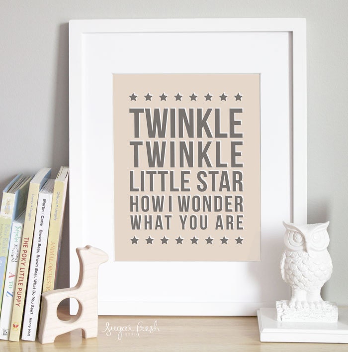 Twinkle Twinkle Nursery Art Print - CUSTOM COLOR - 5x7