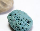 Blue Slag Glass Jewelry- Drilled Beach Stones Pebbles Inland Seaglass Pendant- "Lagoon" by Allybeans