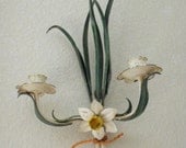 Vintage cottage chic hanging iron candleholder