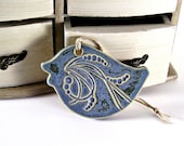 Ceramic Bird Ornament Dusk Blue Christmas Ornament Holiday Ornament Wall Art Wall Hanging Home Decor Kids Room Gift Bluebird