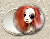 gothic doll pocket mirror, 3.5 inch compact mirror, original art  hand mirror, mirror for purse, bridesmaid gift MIR-504